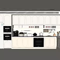 Modern Kitchen Interior With White Cabinets Island Counter And Integrated Appliances