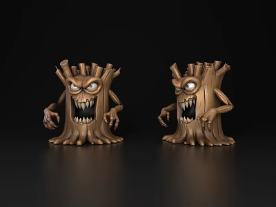 Tree Man Tree Monster Tree Sump Tree Demon Cartoon Q Version Cute Tree Man Multi-faceted Tree Monster Horror Tree Man Head Tree Man Trunk 3d model