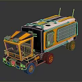 Orange and Black Utility Vehicle With Modern Design Large Windows Roof Equipment And Large Tires