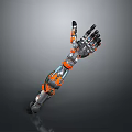 Robotic Arm 3D Rendering With Metallic Structure And Orange Accents 3d model