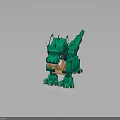 Blocky Green Dragon Creature Featuring Shiny Scaled Body And Pixel Style Design 3d model