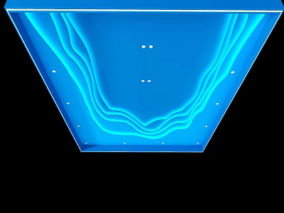 Modern Blue Wavy Ceiling Design With Integrated LED Lighting And Smooth Curves 3d model