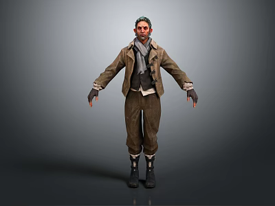 Man Wearing Brown Coat Scarf Brown Pants And Boots 3D Character 3d model
