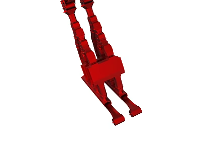 Red Industrial Mechanical Lifting Equipment With Hydraulic Arms And Base Structure 3d model
