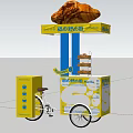 Sweet Heart Souffle Mobile Street Food Cart With Bicycle And Pedestrians Near Modern Building