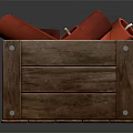 Commercial Equipment With Red Cylindrical Items Stored In Wooden Crate