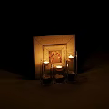 Modern Decorative Ornament Set With Glass Frame Candle Holders Pebbles And Flower Design