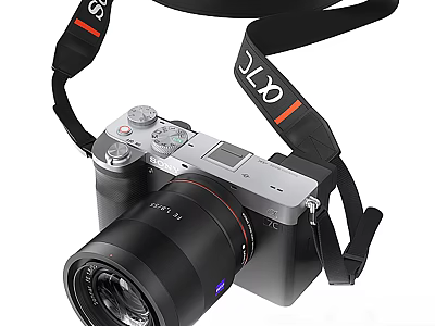 Digital Camera with Silver Black Body Red Accent Lens JJC Strap and Control Dials Buttons 3d model