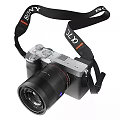 Digital Camera with Silver Black Body Red Accent Lens JJC Strap and Control Dials Buttons 3d model