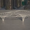Modern Metal Pergola With Curved Frame Design In Outdoor Space And Sky Background