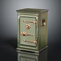 Vintage Green Furniture Safe Cabinet With Golden Metal Locks And Handles