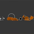 Medical Equipment Components Featuring Orange Enclosures Metal Fittings And Transparent Covers