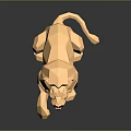 Golden Geometric Lion Sculpture With Low Poly Design And Reflective Surface On Black Background