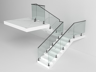 Modern Stairs Glass Handrail Stairs 3d model