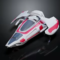 Futuristic White Pink Spaceship Model With Streamlined Design And Transparent Cockpit