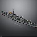 Green And White Military Patrol Boat With Antenna Superstructure And Deck Equipment
