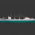 Detailed White and Green Cargo Vessel Model with Masts and Cranes