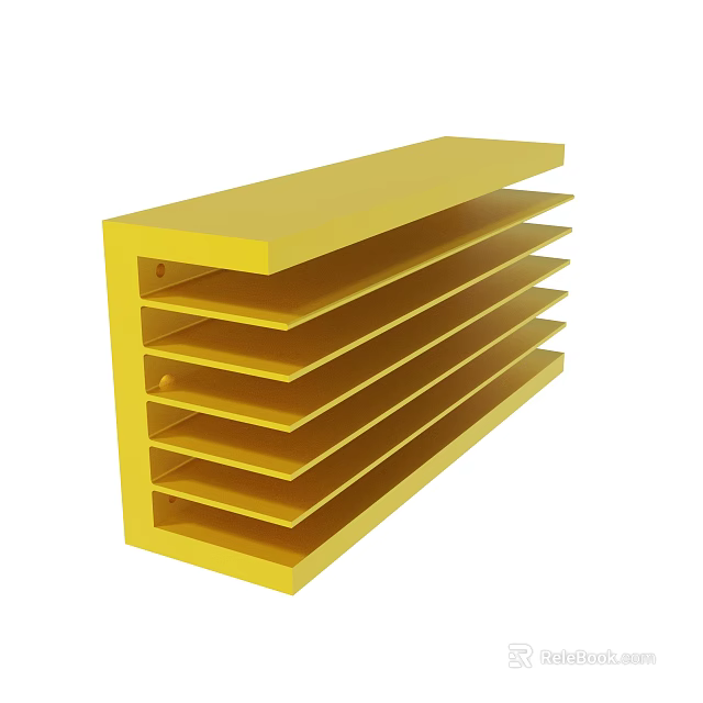 Yellow Multi Layer Storage Shelf With Horizontal Shelves And Sturdy Structure 3d model 