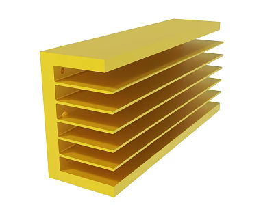 Yellow Multi Layer Storage Shelf With Horizontal Shelves And Sturdy Structure 3d model
