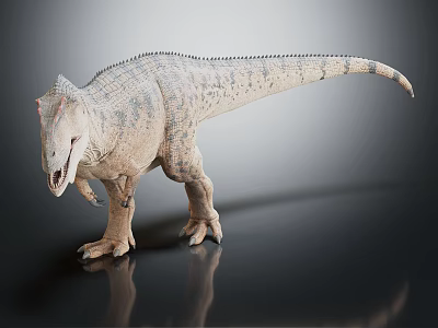 Crowned Dinosaur With Scaly Body Open Mouth And Sharp Teeth Standing On Smooth Surface 3d model