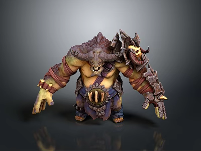 Fierce Horned Mythical Creature Warrior 3D Model With Muscular Build And Spiked Armor 3d model