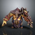 Fierce Horned Mythical Creature Warrior 3D Model With Muscular Build And Spiked Armor