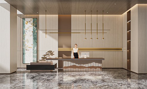 New Chinese Front Desk 3d model