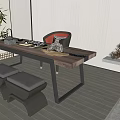 New Chinese Tea Table and Chair 3d model