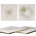 Abstract Painting Artwork With White Background Gold Textured Patterns And Radiant Design Elements 3d model