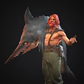 Modern game character shark fisherman 3d model