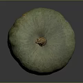 Whole Green Pumpkin With Yellow Spots And Brown Stem Surface Texture