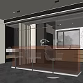 Modern Bar Area Interior Design With Transparent Acrylic Stools Orange Counter And Mirror Decor