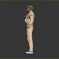 Game Movie Character In Pink Jumpsuit With Helmet Tactical Vest Knee Pads And Blue Shoes