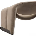 Beige Velvet Leisure Chair With Modern Curved Design And Black Metal Legs