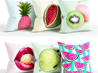 Decorative Pillows With Pineapple Watermelon Kiwi Lip Lime Patterns For Home Decor 3d model
