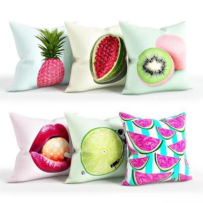 Decorative Pillows With Pineapple Watermelon Kiwi Lip Lime Patterns For Home Decor 3d model