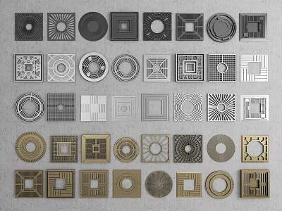 Decorative Tree Grates With Various Geometric Patterns And Different Shapes 3d model