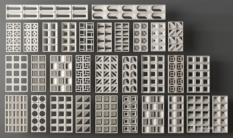 Diverse Modern Room Dividers With Intricate Geometric Patterns And Openwork Designs 3d model