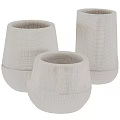 Handcrafted Terracotta Ceramic Vessels With Vertical Stripes For Modern Home Decor