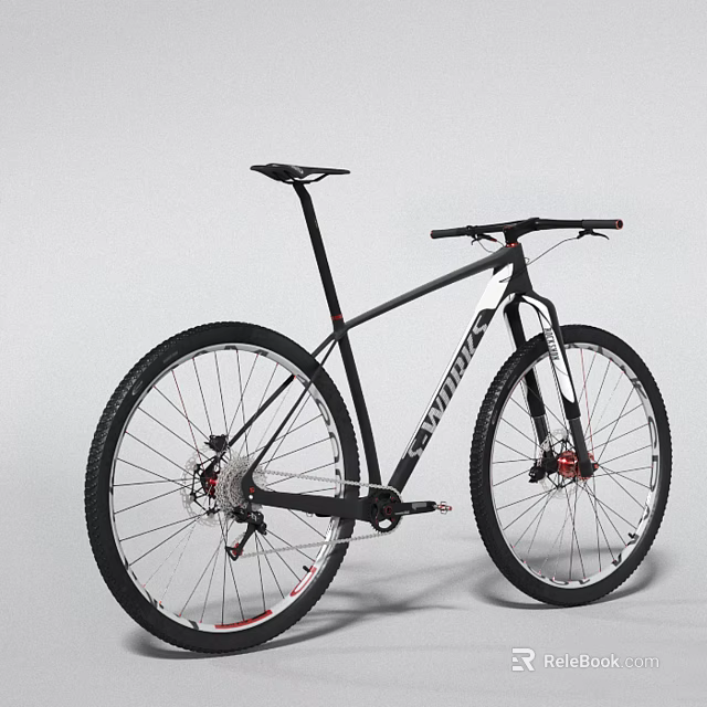 SYNDIC Black Gray Mountain Bike Frame With Red Brakes And Off Road Wheels 3d model 