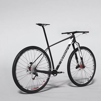 SYNDIC Black Gray Mountain Bike Frame With Red Brakes And Off Road Wheels 3d model