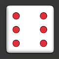 White Dice With Red Dots On Shiny Surface And Dark Background Reflection 3d model