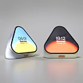 Modern Triangular Smart Clocks Showing Time And Date With Colorful Backlight And Sleek Metal Base 3d model