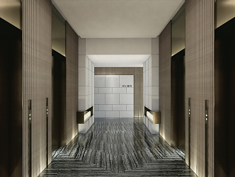 modern elevator hall 3d model