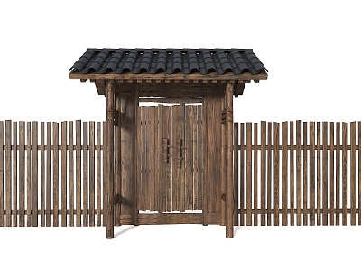 Chinese Fence Chinese Courtyard Door Old Wooden Courtyard Door Wooden Enclosure Fence Broken Courtyard Door Chinese Village Courtyard Door Courtyard Door Enclosure Small Chai Gate Homestay Courtyard Door 3d model