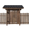 Chinese Fence Chinese Courtyard Door Old Wooden Courtyard Door Wooden Enclosure Fence Broken Courtyard Door Chinese Village Courtyard Door Courtyard Door Enclosure Small Chai Gate Homestay Courtyard Door 3d model