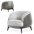 Modern Accent Chair with Gray Fabric Upholstery Curved Backrest and Black Metal Legs