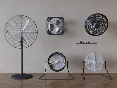 Modern Air Cooler Fans With Stand Wall Mounted And Table Designs In Black White 3d model