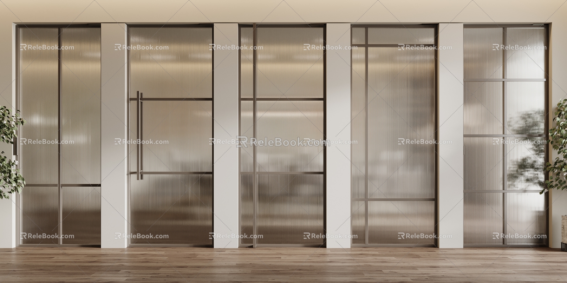 modern glass door sliding door 3d model