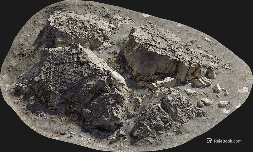 Mars Rocky Landscape With Large Cracked Rocks And Sandy Terrain Scenery 3d model 